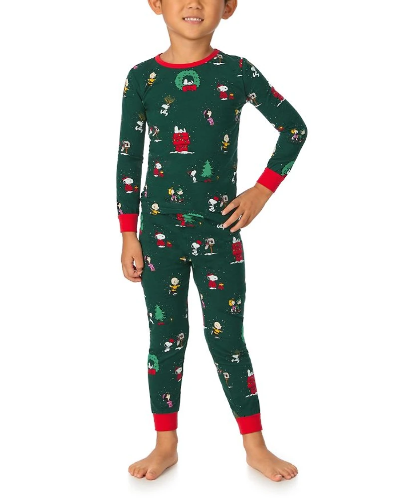 Unisex Peanuts Winter Holiday Long Sleeve Pajama Set - Little Kid, Big Kid