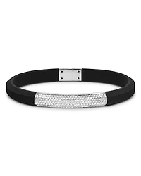 David Yurman Men's Streamline Black Rubber Bracelet with Sterling Silver and Diamonds, 8mm