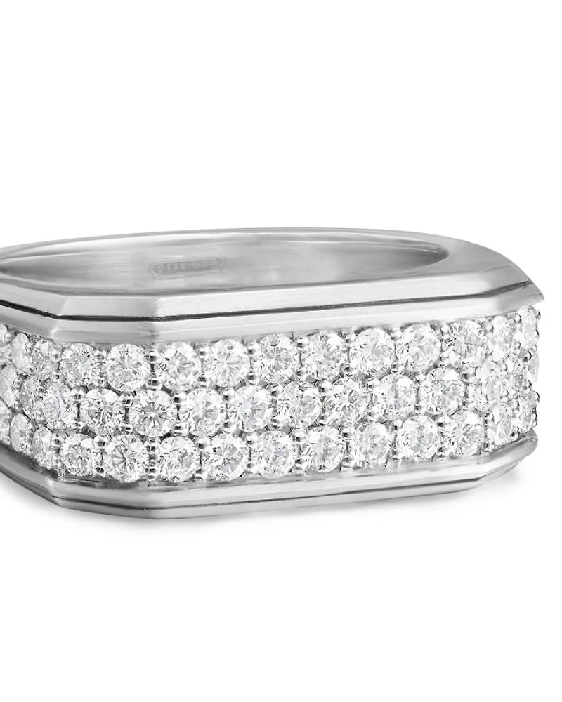 Men's Streamline® Signet Ring Sterling Silver with Diamonds, 10mm