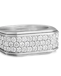 Men's Streamline® Signet Ring Sterling Silver with Diamonds, 10mm