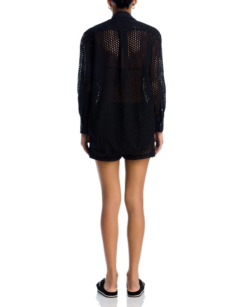 The Nancy Eyelet Swim Cover-Up Shorts