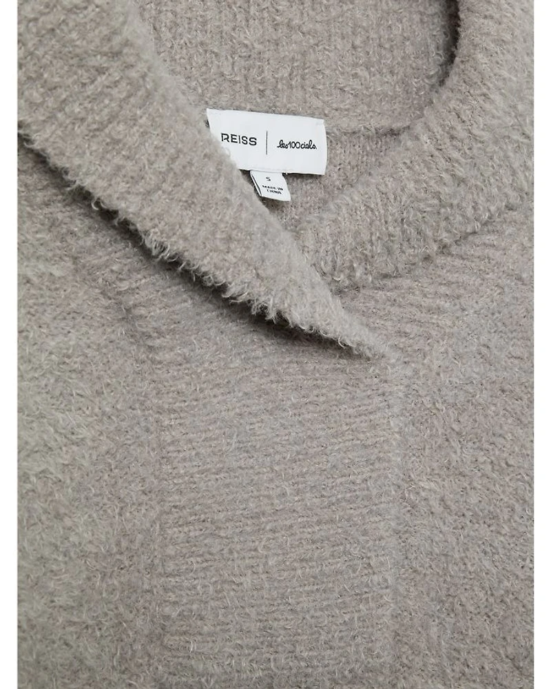 x Les 100 Ciels Unisex Noah Boucle Shawl Collar Jumper