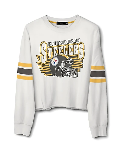 Junk Food Clothing Women's Nfl Pittsburgh Steelers Kickoff Crop Crew Fleece Sweatshirt