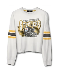 Junk Food Clothing Women's Nfl Pittsburgh Steelers Kickoff Crop Crew Fleece Sweatshirt