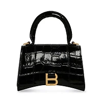 Hourglass Mini Handbag with Chain Crocodile Embossed