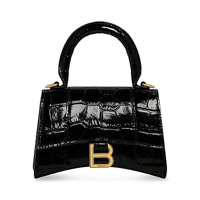 Balenciaga Hourglass Mini Handbag with Chain Crocodile Embossed
