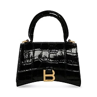 Balenciaga Hourglass Mini Handbag with Chain Crocodile Embossed