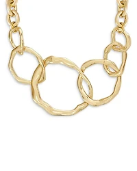 Interlocking Golden Chain Statement Necklace, 15"-19"