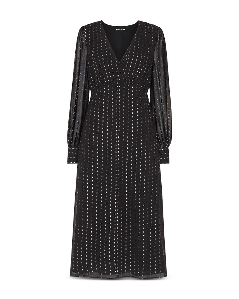 Metallic Stripe Midi Dress