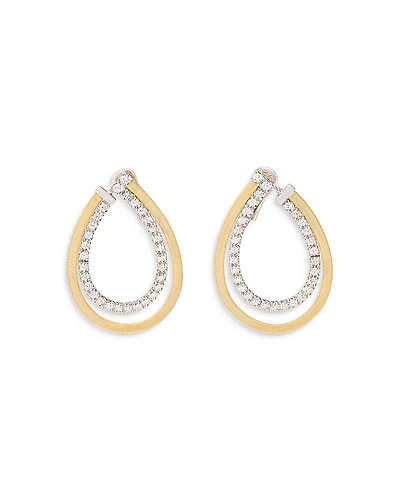 Marco Bicego 18K Yellow & White Gold Masai Diamond Pear Double Spiral Hoop Earrings