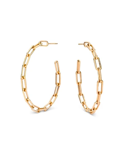 18K Rose Gold Saxon Chain Link Hoop Earrings