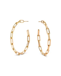 18K Rose Gold Saxon Chain Link Hoop Earrings