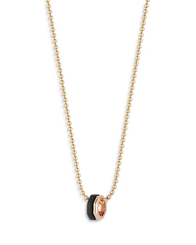 18K Rose Gold Ebony Hexagon Bead Chain Pendant Necklace, 18"