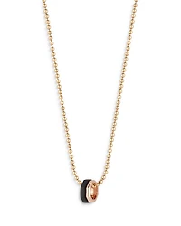 18K Rose Gold Ebony Hexagon Bead Chain Pendant Necklace, 18"