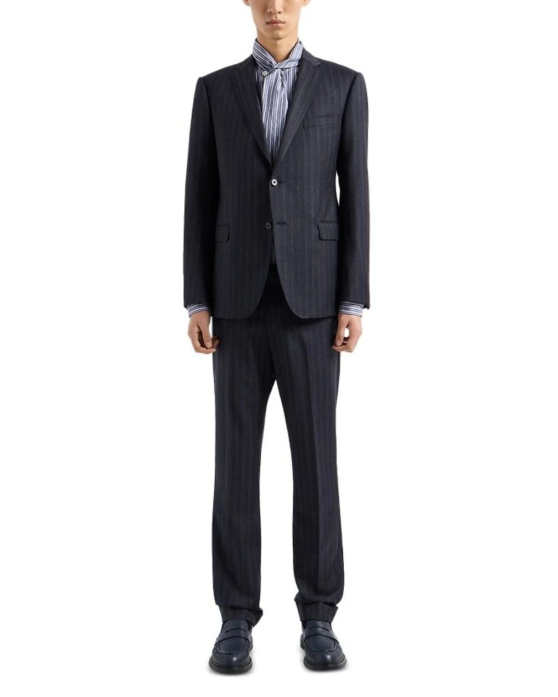 Slim Fit Striped Wool Suit