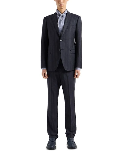 Slim Fit Striped Wool Suit