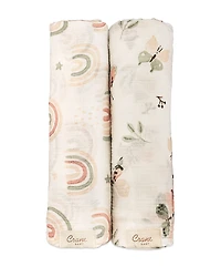 Crane Baby Parker Butterfly/Rainbow Swaddles, 2 Pack