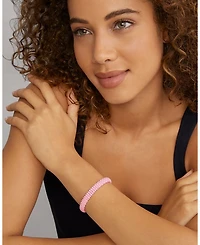 Sterling Silver Pink Caviar Ceramic Beaded Bracelet