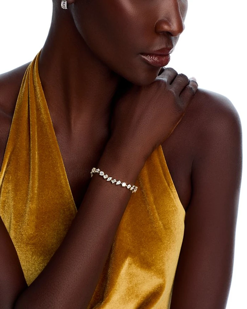 Certified Lab Grown Diamond Mixed Cut Tennis Bracelet in 18K Yellow Gold, 10.00 tcw