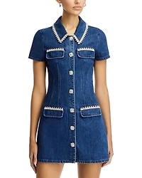 Denim Rhinestone Trim Dress