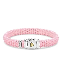 Sterling Silver Pink Caviar Ceramic Beaded Bracelet