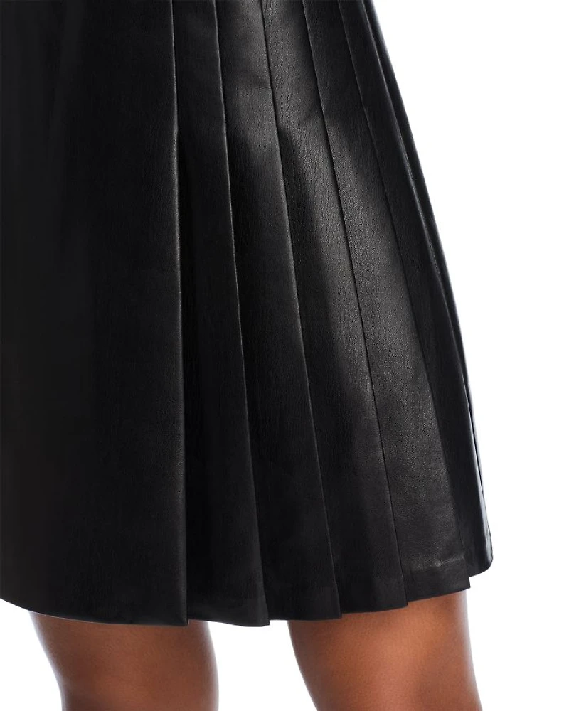 Chara Long Sleeve Mesh & Faux Leather Mini Dress