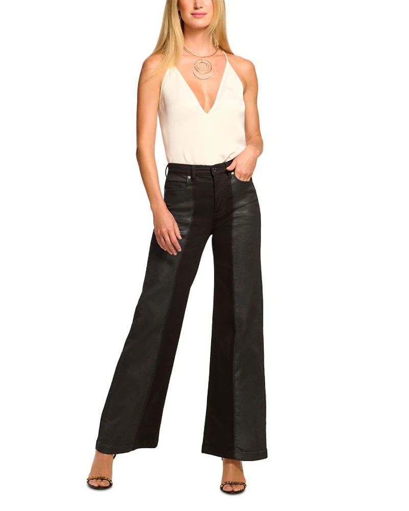 Coated Vinnie Wide Leg Jeans Black