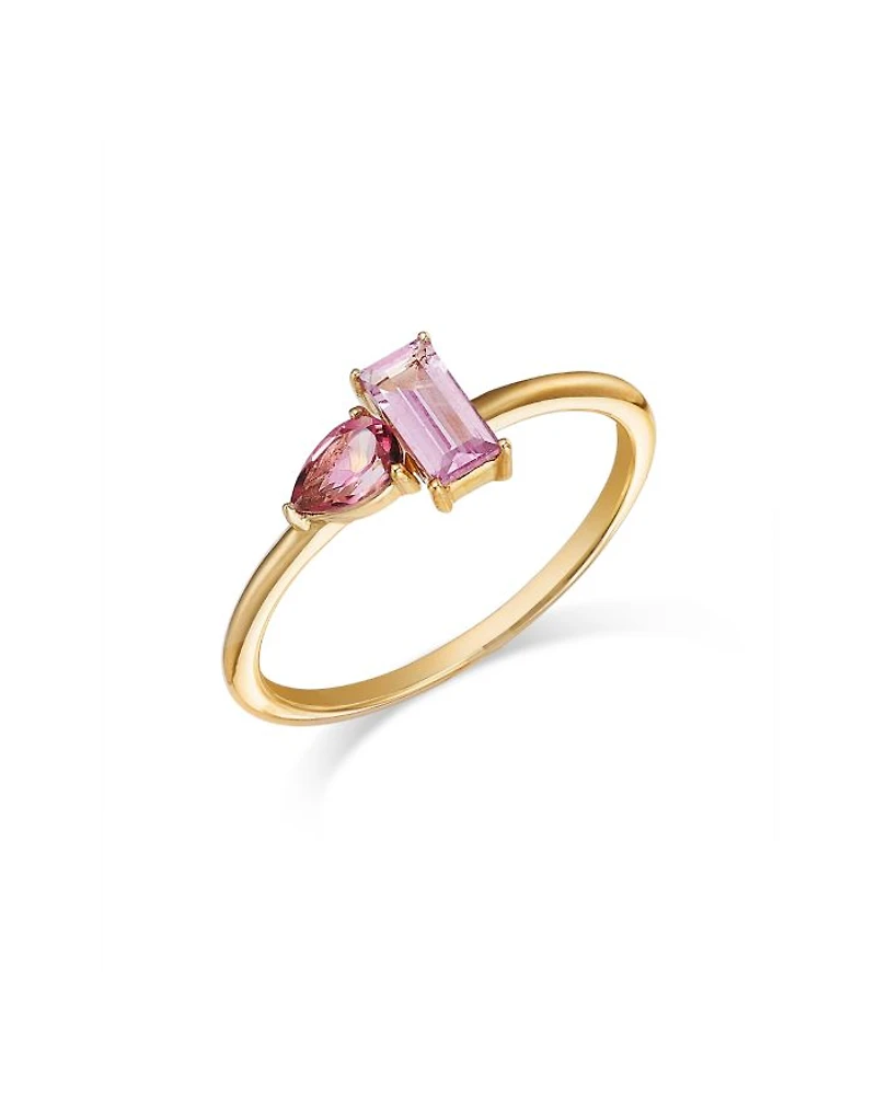 Toi Et Moi 14K Yellow Gold Pink Tourmaline & Pink Topaz Ring
