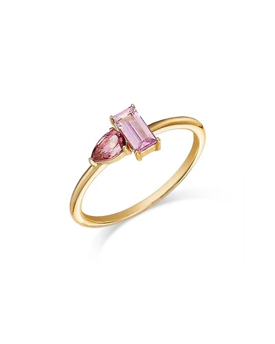 Toi Et Moi 14K Yellow Gold Pink Tourmaline & Pink Topaz Ring