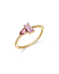 Toi Et Moi 14K Yellow Gold Pink Tourmaline & Pink Topaz Ring