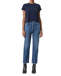 90s Pinch Waist High Rise Ankle Straight Jeans Solace