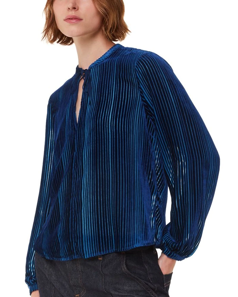 Devore Velvet Stripe Blouse