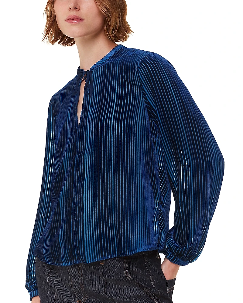 Whistles Devore Velvet Stripe Blouse