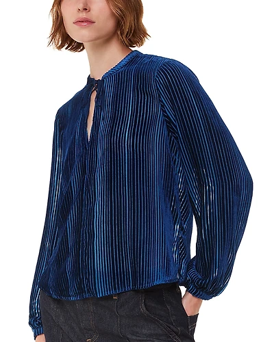 Whistles Devore Velvet Stripe Blouse