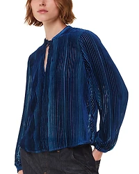 Whistles Devore Velvet Stripe Blouse