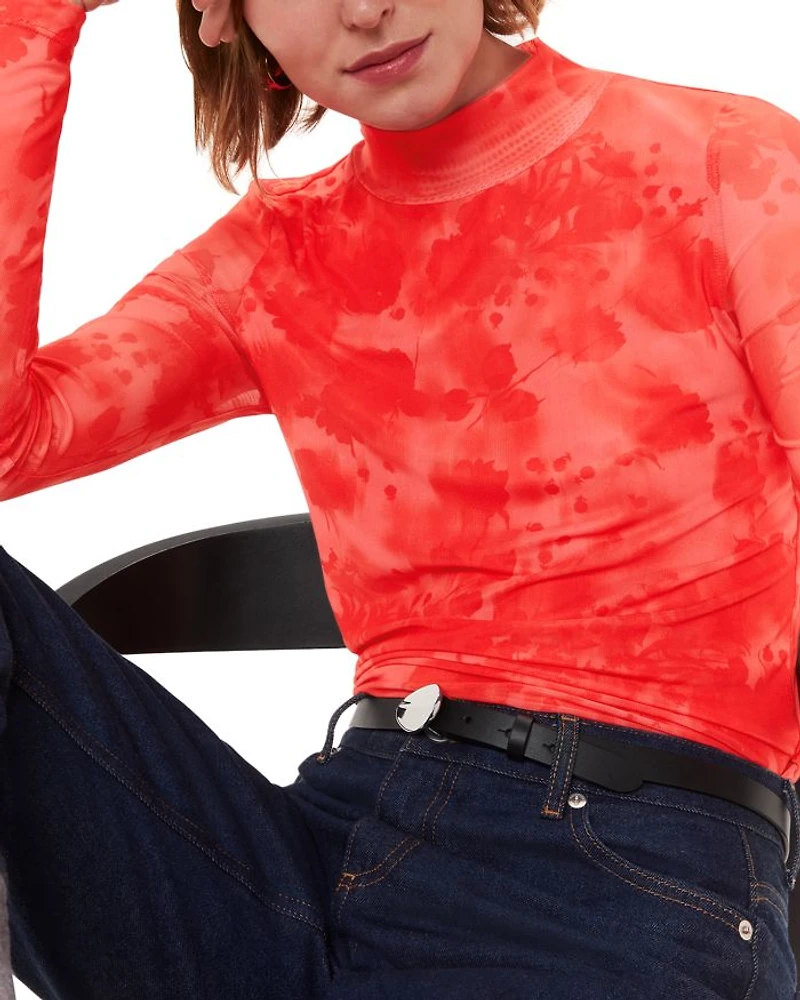 Blurred Blooms Mesh Top