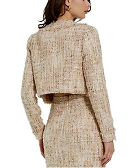 Long Sleeve Cropped Boucle Jacket