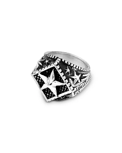King Baby Studio Men's Sterling Silver Men's Star Signet Ring