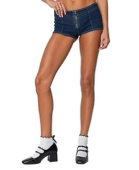 Edikted Zipped Up Denim Micro Shorts