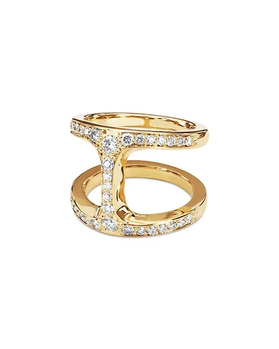 18K Yellow Gold Phantom Diamond Double Row Statement Ring