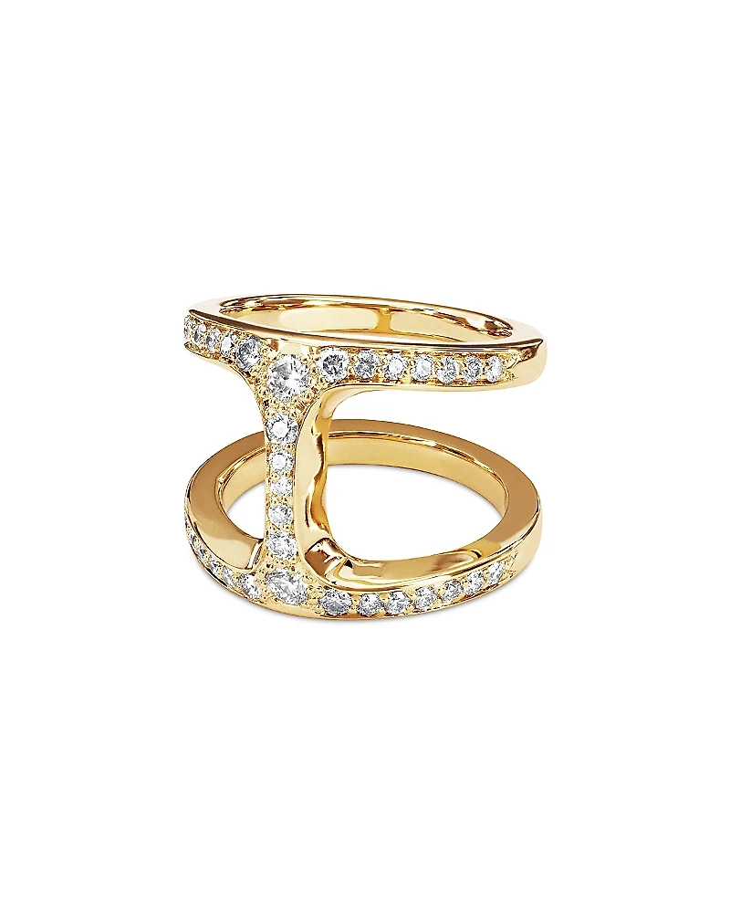 Hoorsenbuhs 18K Yellow Gold Phantom Diamond Double Row Statement Ring