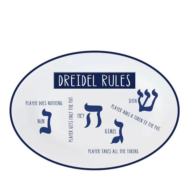 Dreidel Rules Oval Tray
