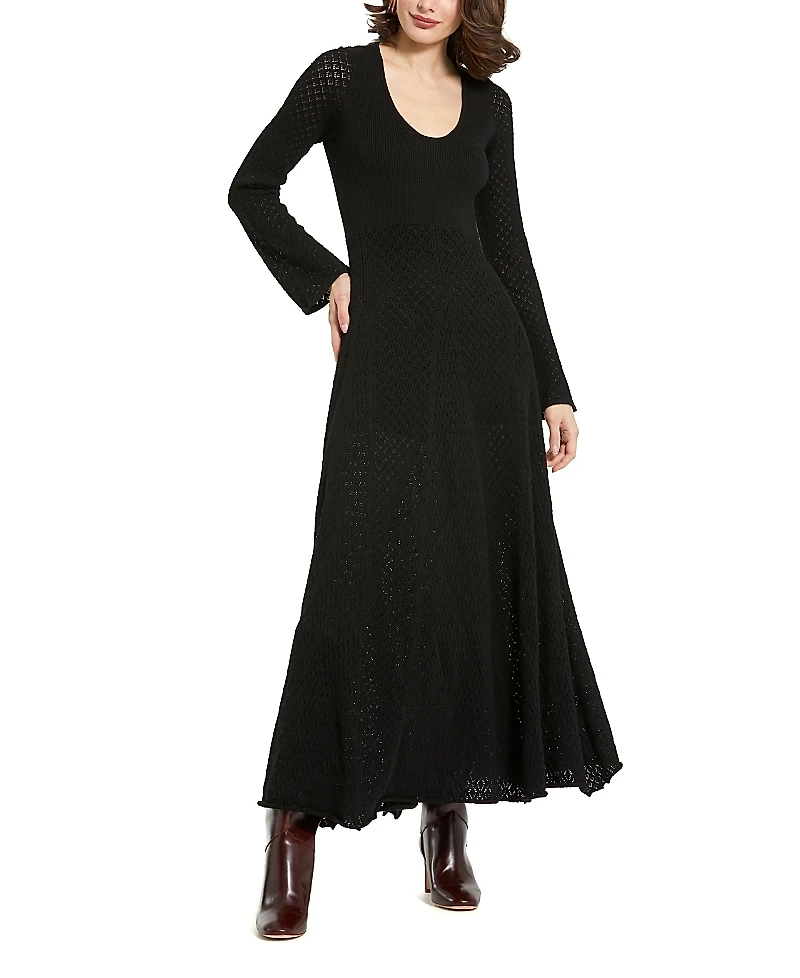 Mac Duggal Scoop Neck Long Sleeve Knit Maxi Dress