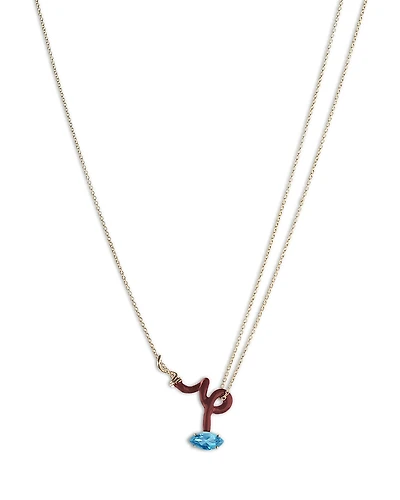 Bea Bongiasca 9K Yellow Gold & Sterling Silver You're So Vine Blue Topaz Brown Pendant Necklace, 15-15.75
