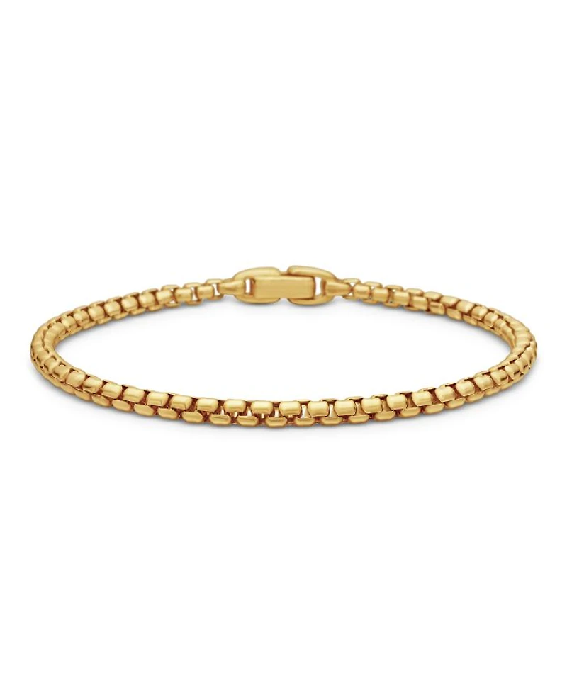 Men's 18K Gold Chain Box Flex Bracelet, 3.4mm