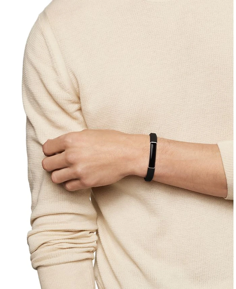 Men's Sterling Silver Streamline® Onyx Black Rubber Bracelet