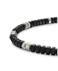 Men's Hex Bead Bracelet Sterling Silver, 6mm