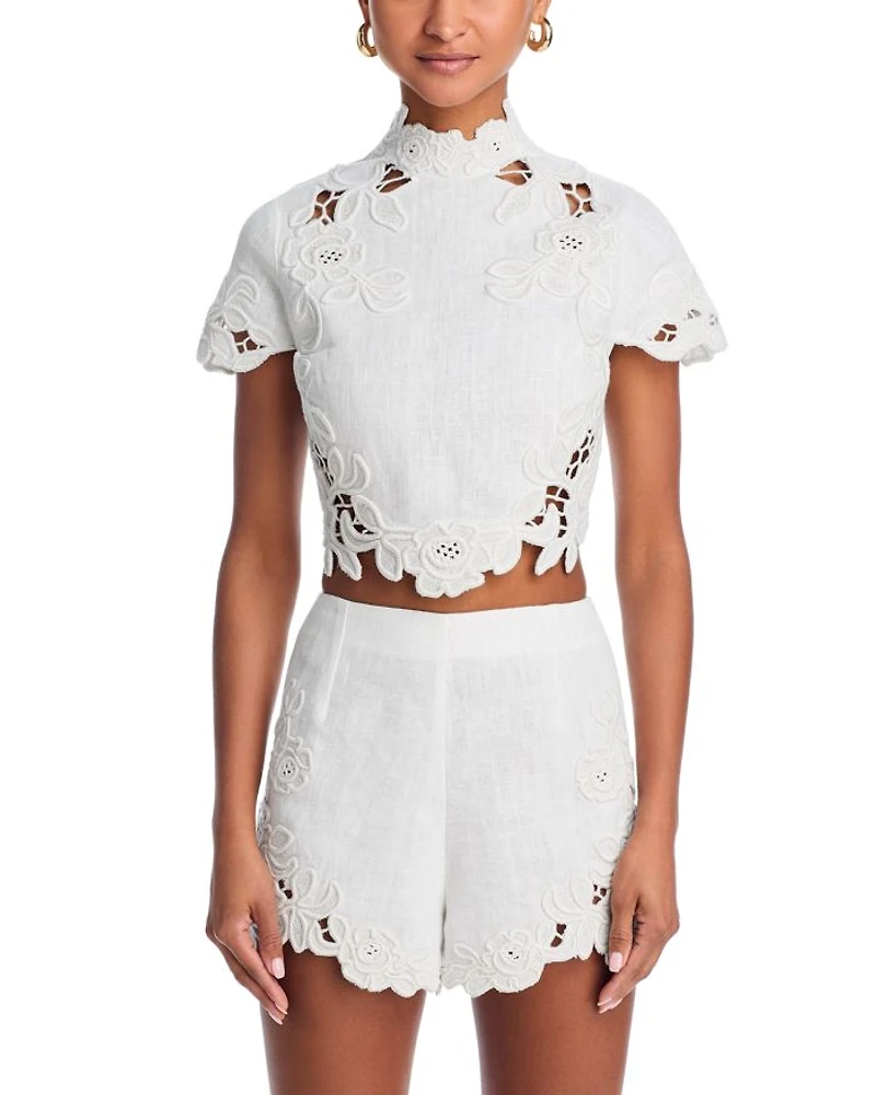 Filippa Embroidered Crop Top