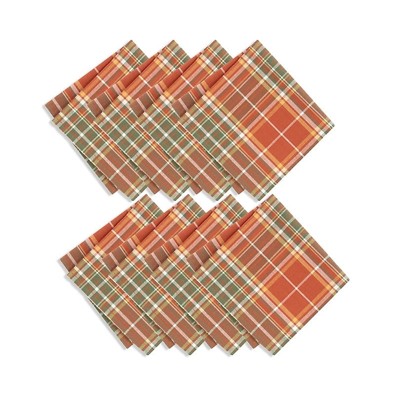 Elrene Home Fashions Hawley Plaid Harvest Napkins, 17x17, Set of 8