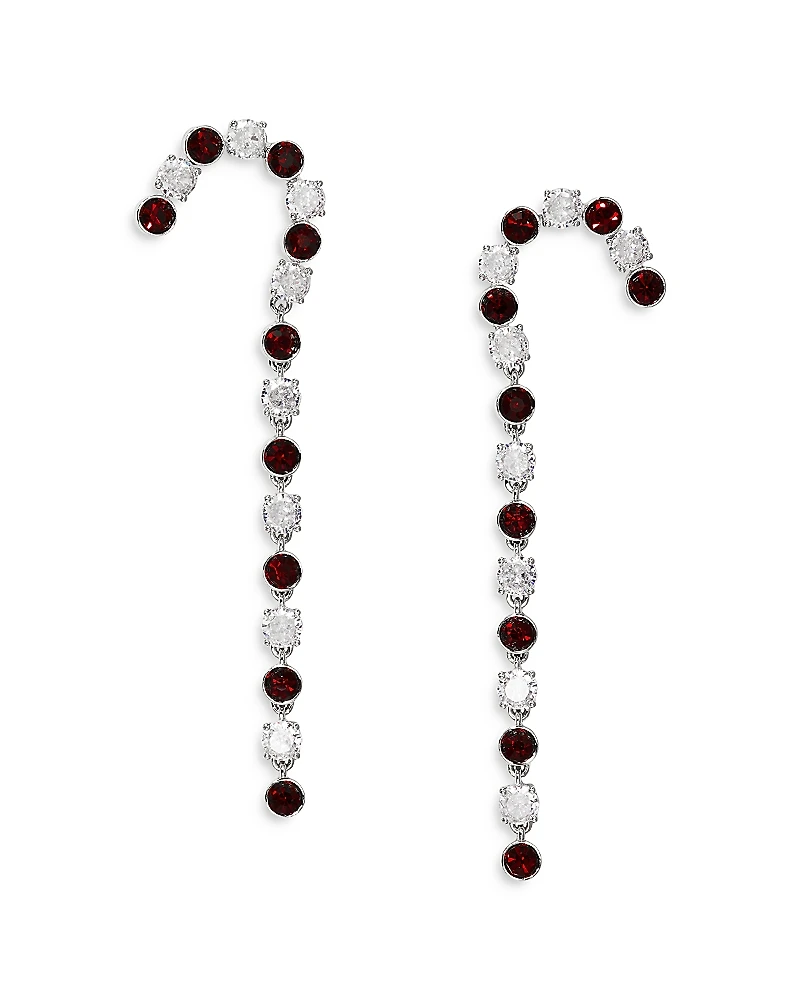 Nadri Holi-Daze Cubic Zirconia & Color Crystal Candy Cane Linear Drop Earrings